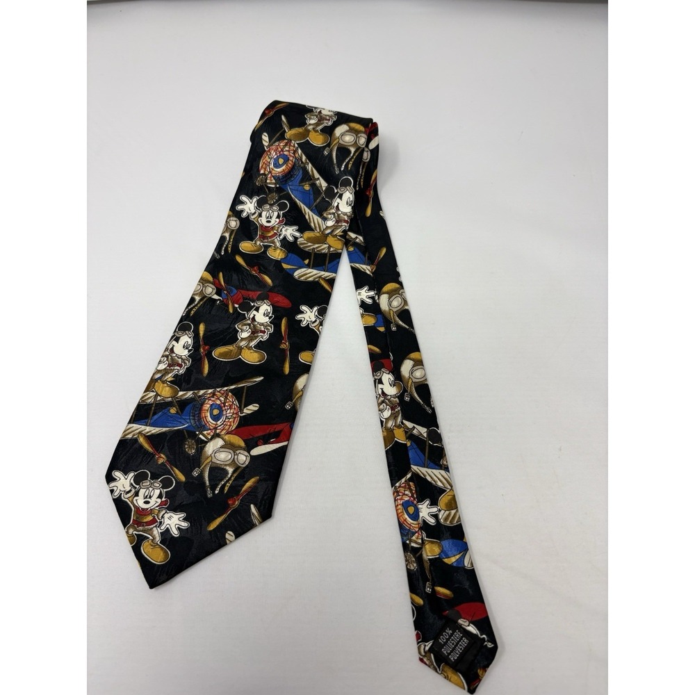 Vintage Mickey Mouse Neck Tie‎ "Aviation Mickey" Necktie 90s Disney Air Plane